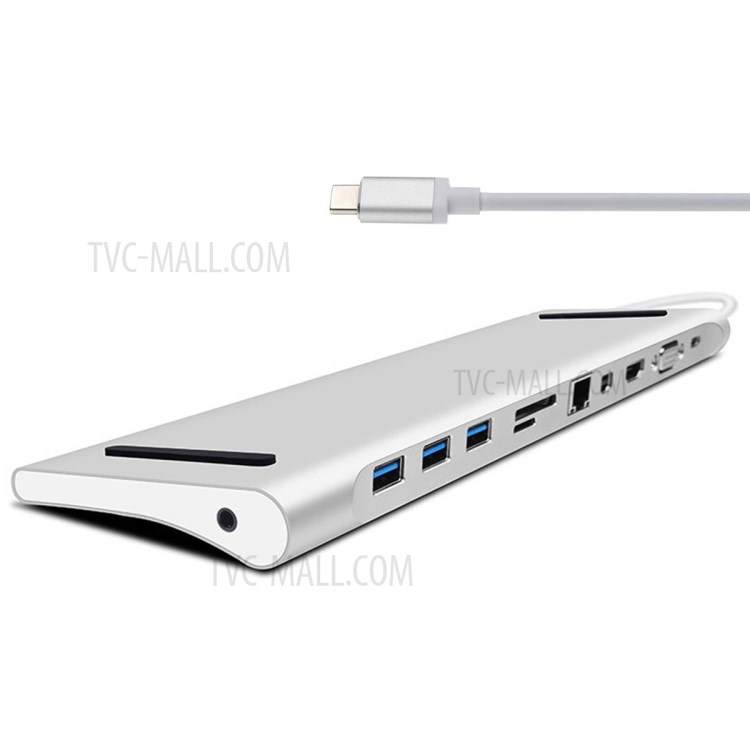 11-in-1 Docking USB-C to VGA HDMI Mini DP DisplayPort Ethernet 3 HUB TF SD Charger Card Reader Adapter-2