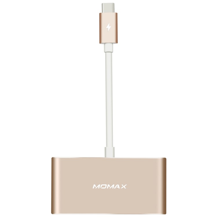 Momax 1-to-4 USB-C to USB 3.0 Type-c Multi-port Adapter - Champagne Gold-2
