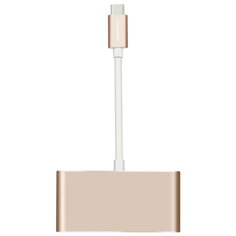 Momax 1-to-4 USB-C to USB 3.0 Type-c Multi-port Adapter - Champagne Gold-3