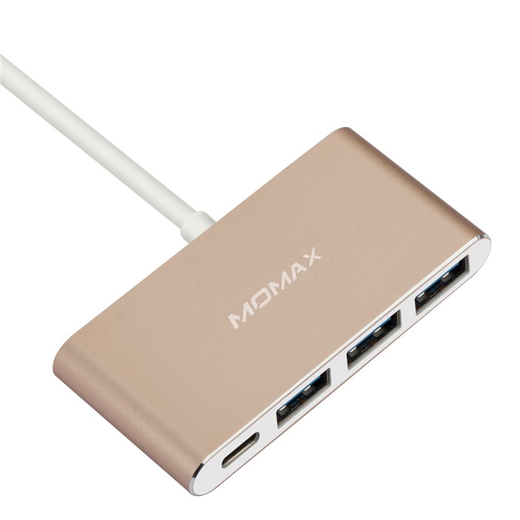 Momax 1-to-4 USB-C to USB 3.0 Type-c Multi-port Adapter - Champagne Gold-9