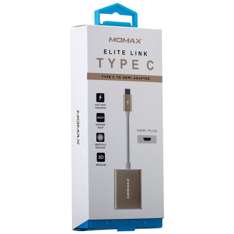 MOMAX USB Type-c to HDMI Adapter 4K HD Converter for MacBook 12-inch (2015) - Champagne Gold-12