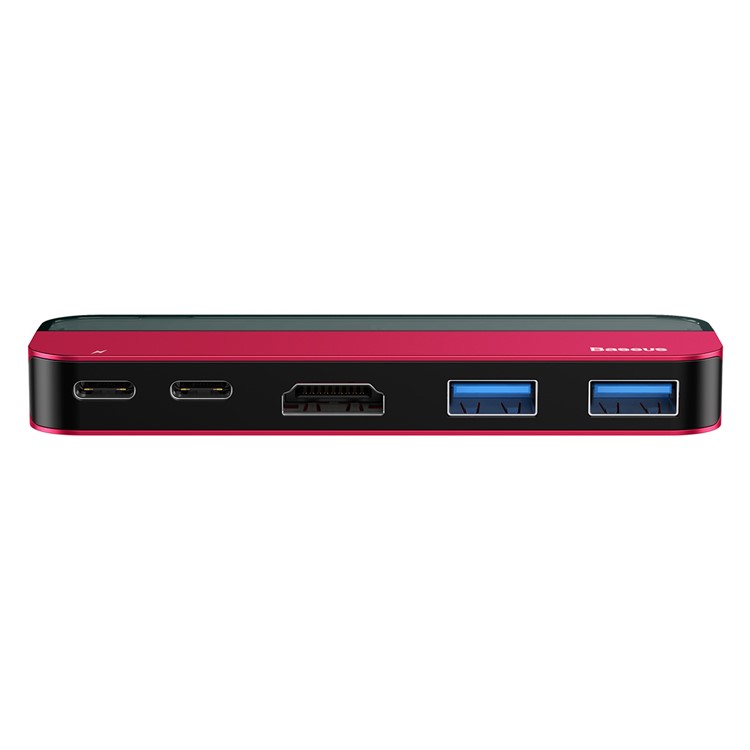 BASEUS Transparent Series Single Type-C Multifunctionsl HUB 6 in 1 - Red-3