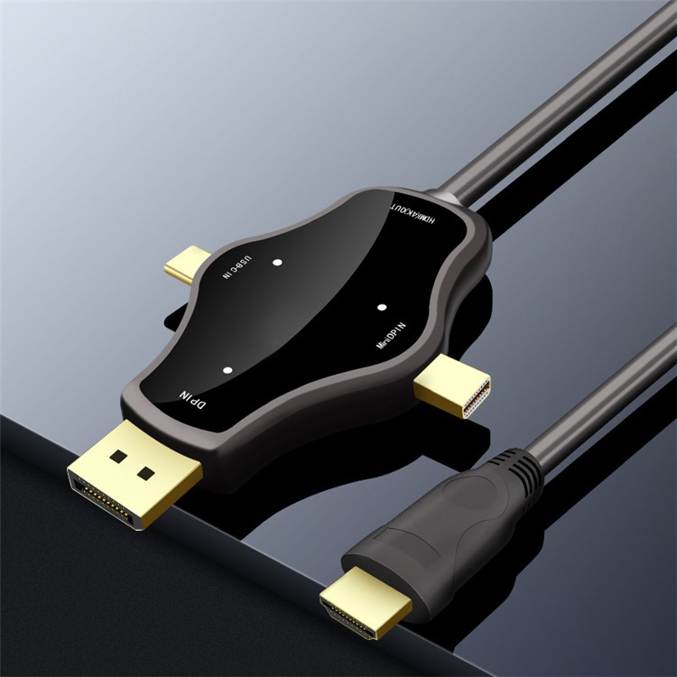 D65A 3-in-1 DP / Mini DP / USB-C to HDMI Adapter with HDMI Cable-6