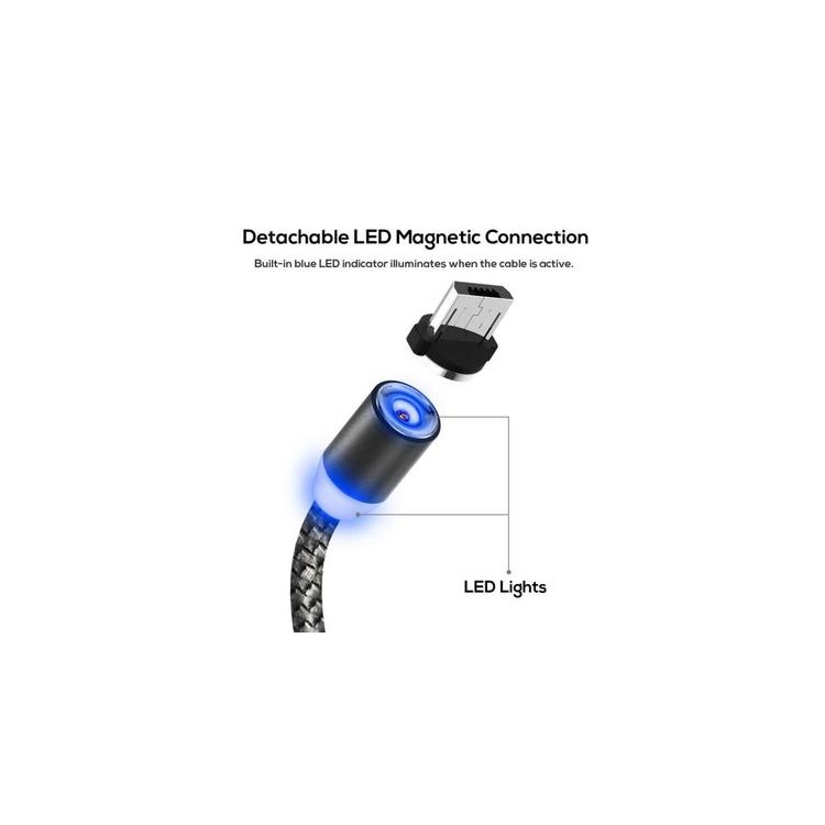 Cavo Del Caricatore Di Sincronizzazione Cavo USB Nylon Intrecciato Con 2 Connettori Magnetici Micro USB & Tipo-c-2