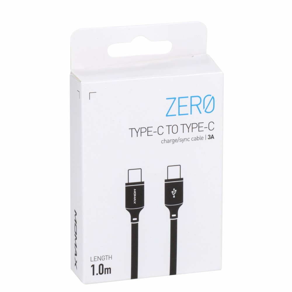 MOMAX Zero Type-C to Type-C Data Cable 3A Charge Sync Cord 1m - Black-5