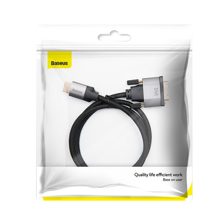 BASEUS Visueller Genuss Serie DVI-auf-HDMI-Kabel Zwei-Wege-4K HDMI-auf-DVI-Adapter Konverter DVI-D-Videokabel 1m - Dunkelgrau-11