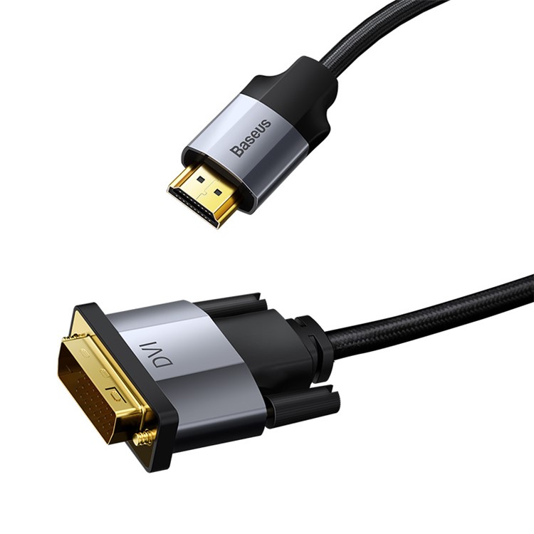 BASEUS Visueller Genuss Serie DVI-auf-HDMI-Kabel Zwei-Wege-4K HDMI-auf-DVI-Adapter Konverter DVI-D-Videokabel 1m - Dunkelgrau-2