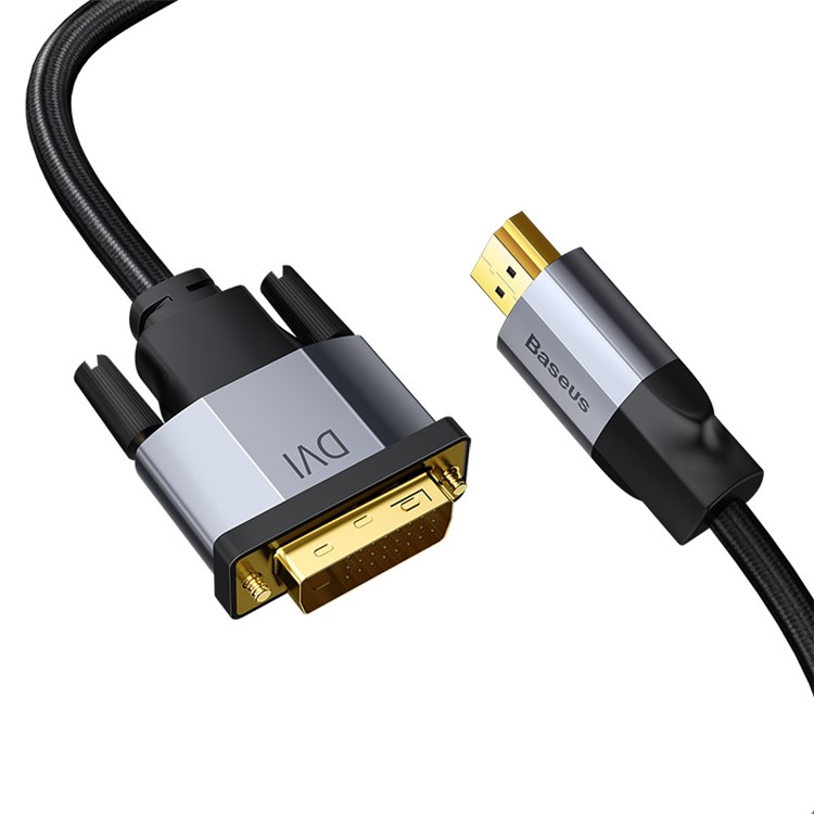 BASEUS Visueller Genuss Serie DVI-auf-HDMI-Kabel Zwei-Wege-4K HDMI-auf-DVI-Adapter Konverter DVI-D-Videokabel 1m - Dunkelgrau-3