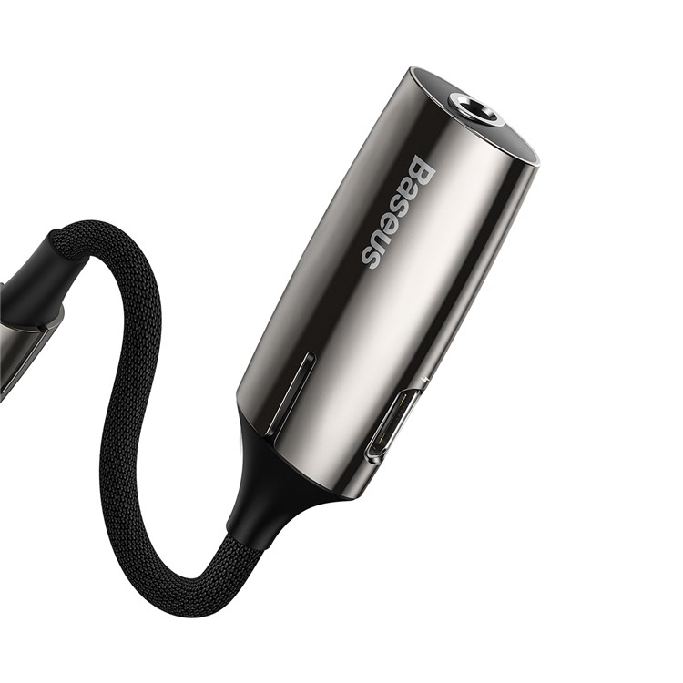 BASEUS 2 in 1 Type-C Male to Type-C and 3.5mm Female Adapter L60 (Zinc Alloy + Lighting) - Tarnish-12