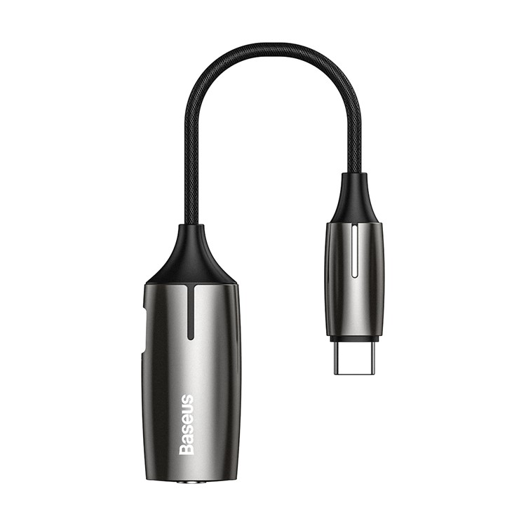 BASEUS 2 in 1 Type-C Male to Type-C and 3.5mm Female Adapter L60 (Zinc Alloy + Lighting) - Tarnish-14