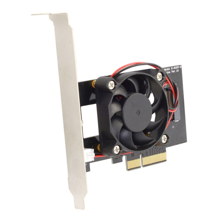 PCI-E 3.0 x 4 Lane Host Adapter Converter Card with Cooling Fan-1