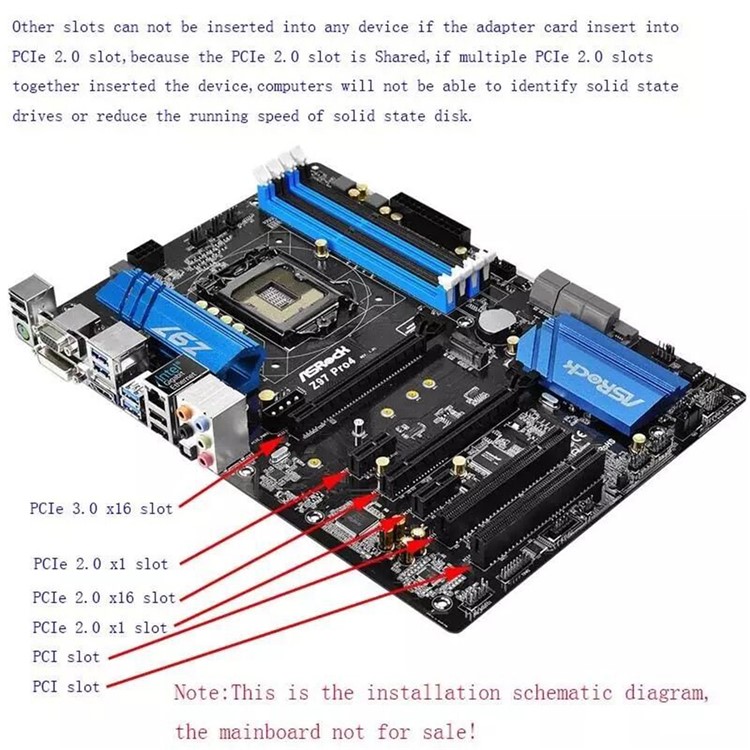 PCI-E 3.0 x 4 Lane Host Adapter Converter Card with Cooling Fan-11
