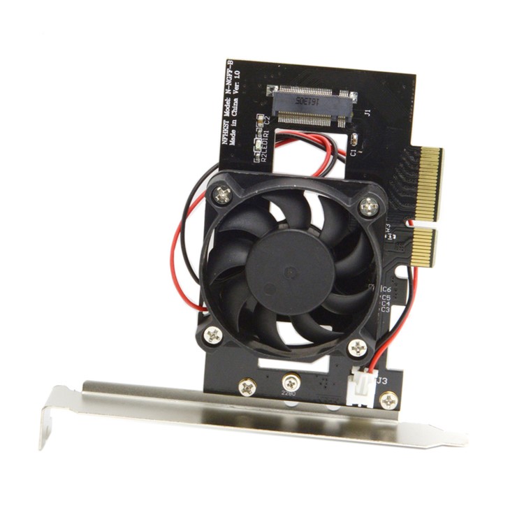 PCI-E 3.0 x 4 Lane Host Adapter Converter Card with Cooling Fan-2