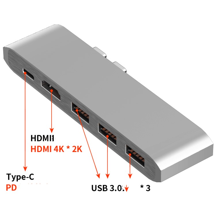 29009 5 in 1 USB 3.0 Type-C Multi Port Hub HDMI Video Adapter PD Fast Charger-3