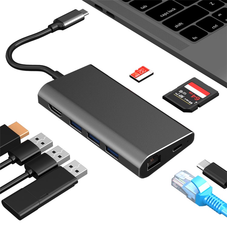 29019D 8 in 1 USB 3.0 Type-C Multi Port Hub with HDMI Video Adapter PD Fast Charger-3