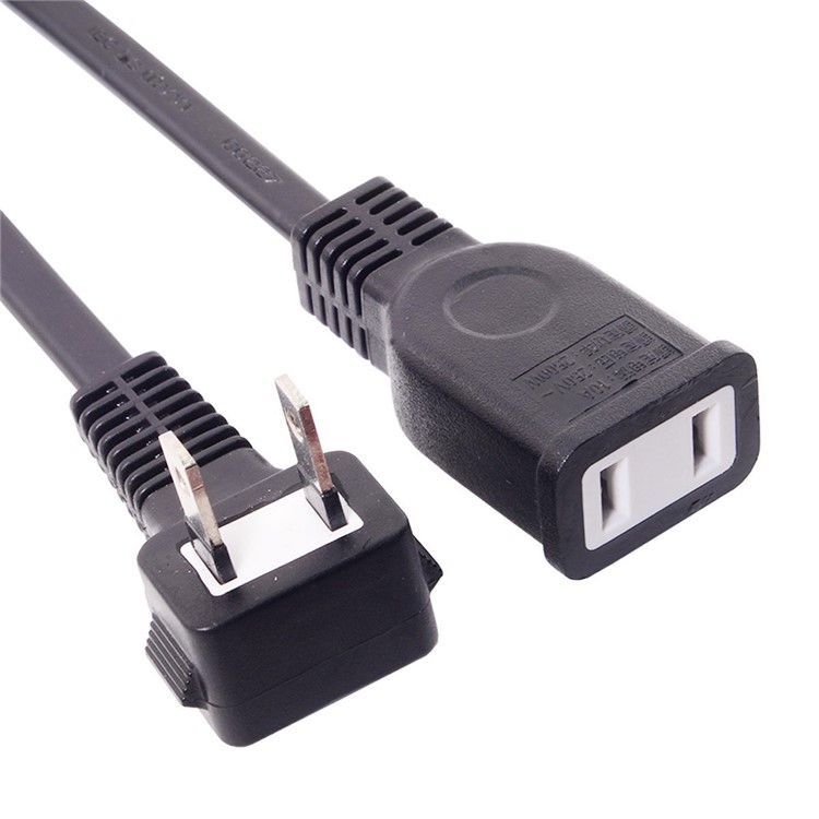 0.5M USA Outlet Saver Power Extension Cord Cable 2-prong 2 Outlets Up Angled Connector for NEMA 1-15P to NEMA 1-15R-2