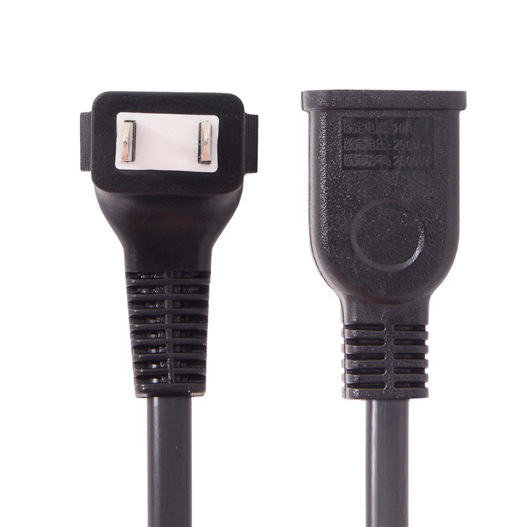 0.5M USA Outlet Saver Power Extension Cord Cable 2-prong 2 Outlets Up Angled Connector for NEMA 1-15P to NEMA 1-15R-4
