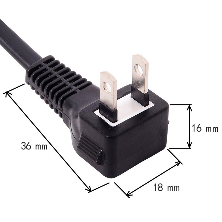 0.5M USA Outlet Saver Power Extension Cord Cable 2-prong 2 Outlets Up Angled Connector for NEMA 1-15P to NEMA 1-15R-5