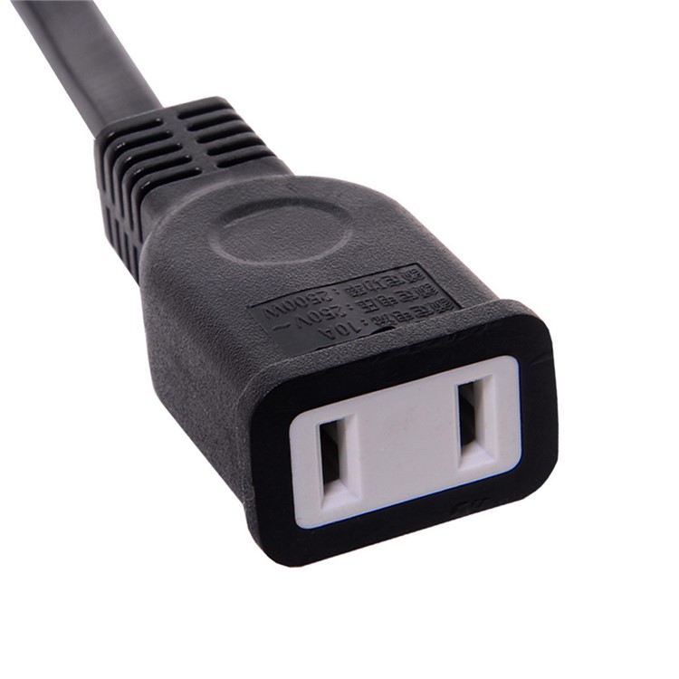 0.5M USA Outlet Saver Power Extension Cord Cable 2-prong 2 Outlets Up Angled Connector for NEMA 1-15P to NEMA 1-15R-7
