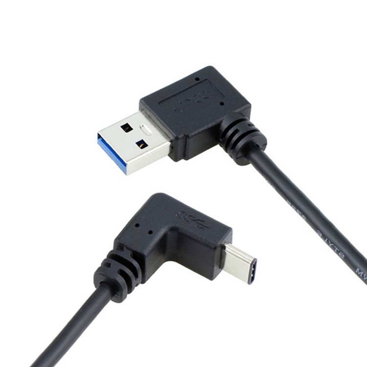 1M USB 3.1 USB-C Up & Down Angled to 90 Degree Left Angled A Male Data Cable for Macbook & Tablet & Phone-2