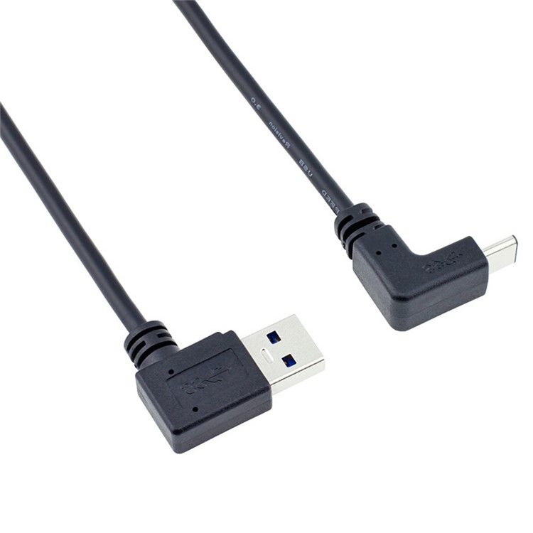 1M USB 3.1 USB-C Up & Down Angled to 90 Degree Left Angled A Male Data Cable for Macbook & Tablet & Phone-4