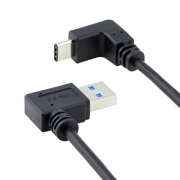 1M USB 3.1 USB-C Up & Down Angled to 90 Degree Left Angled A Male Data Cable for Macbook & Tablet & Phone-7