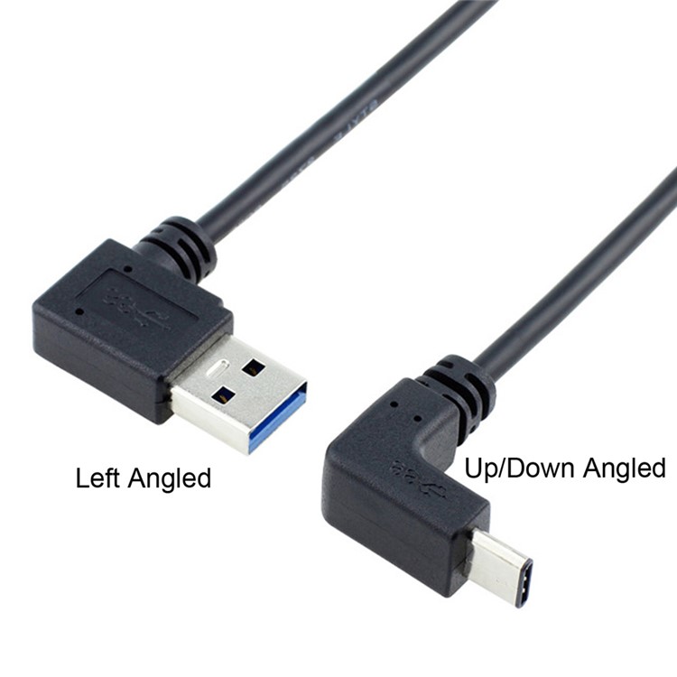 1M USB 3.1 USB-C Up & Down Angled to 90 Degree Left Angled A Male Data Cable for Macbook & Tablet & Phone-9
