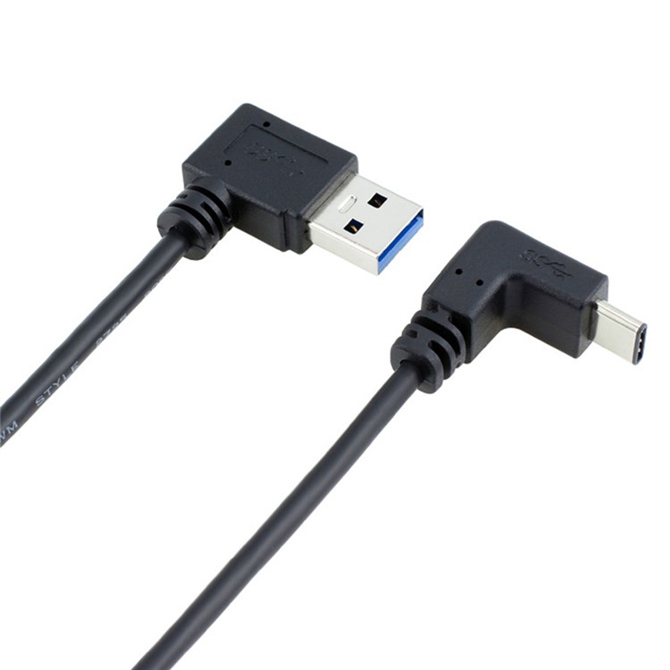 1M USB 3.1 USB-C Up & Down Angled to 90 Degree Right Angled A Male Data Cable for Macbook & Tablet & Phone-2