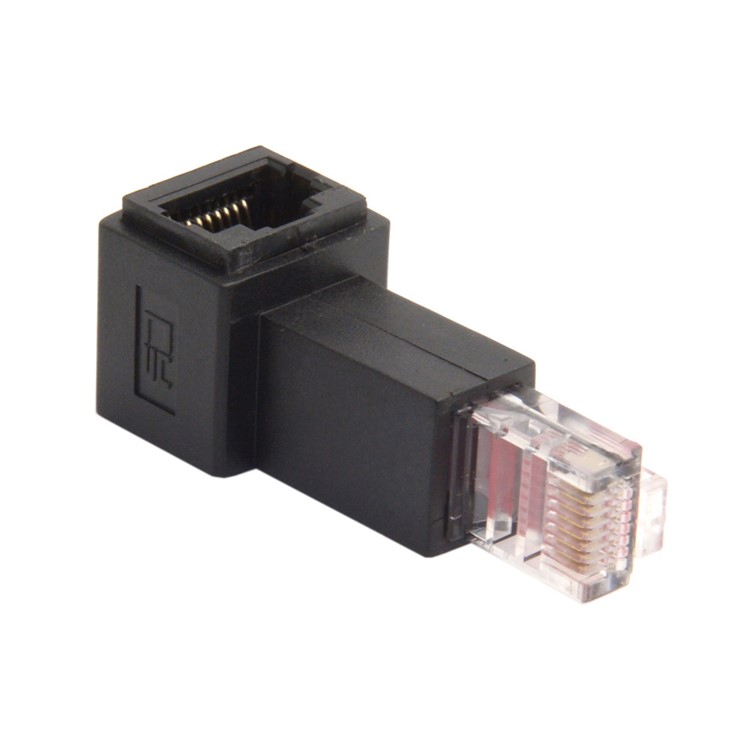 Left Angled 90 Degree 8P8C FTP STP UTP Cat 5e Male to Female Lan Ethernet Network Extension Adapter-1