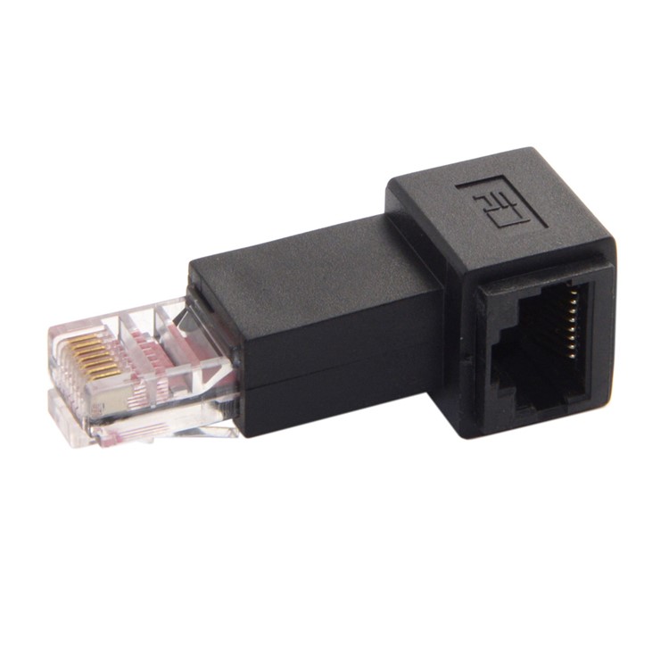 Left Angled 90 Degree 8P8C FTP STP UTP Cat 5e Male to Female Lan Ethernet Network Extension Adapter-2