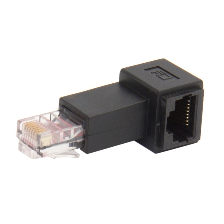 Left Angled 90 Degree 8P8C FTP STP UTP Cat 5e Male to Female Lan Ethernet Network Extension Adapter-3