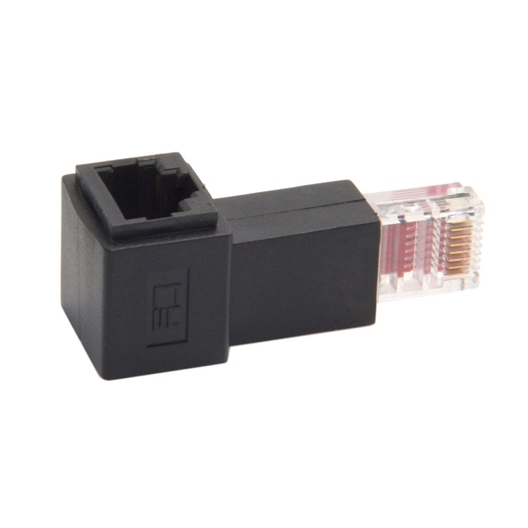 Left Angled 90 Degree 8P8C FTP STP UTP Cat 5e Male to Female Lan Ethernet Network Extension Adapter-5