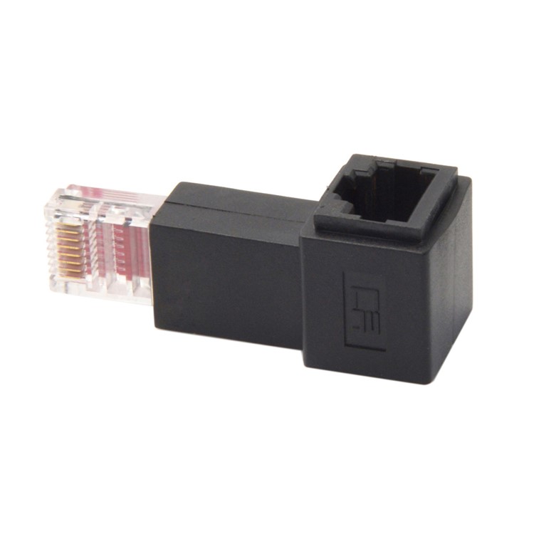 Right Angled 90 Degree 8P8C FTP STP UTP Cat 5e Male to Female Lan Ethernet Network Extension Adapter-4