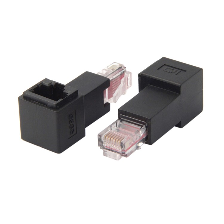 Right Angled 90 Degree 8P8C FTP STP UTP Cat 5e Male to Female Lan Ethernet Network Extension Adapter-8