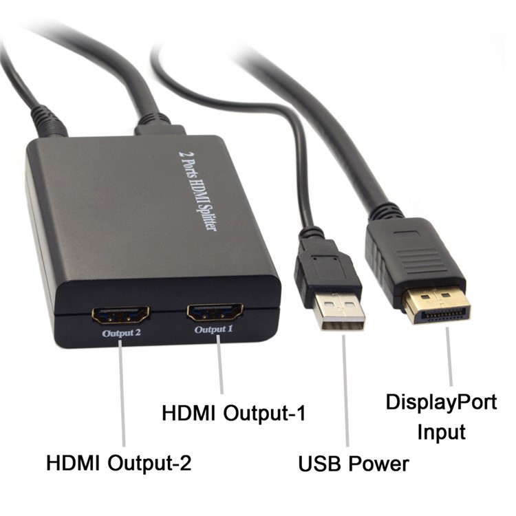 Displayport Male to Dual HDMI Female Extension Adapter Splitter Dongle for Monitor HDTV - Black-12