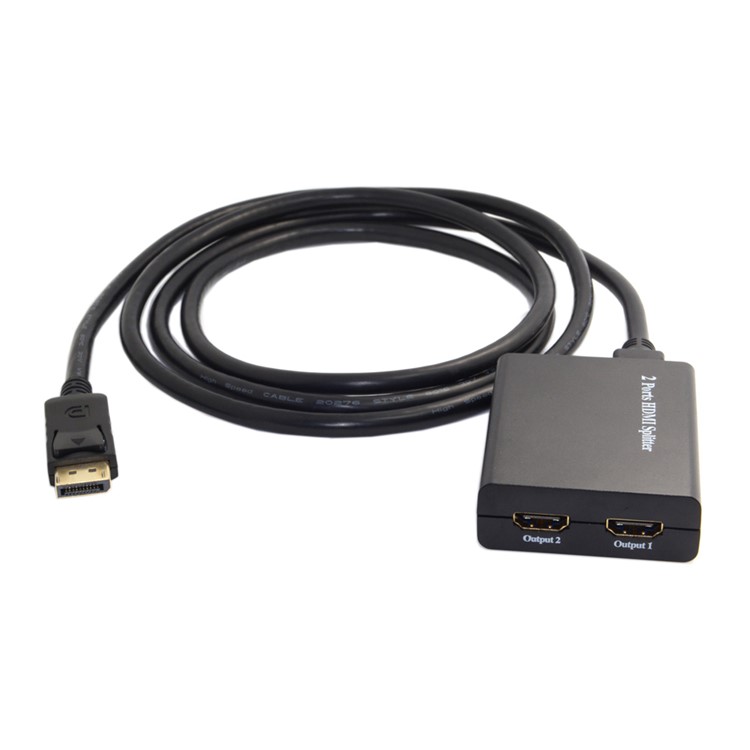 Displayport Male to Dual HDMI Female Extension Adapter Splitter Dongle for Monitor HDTV - Black-2
