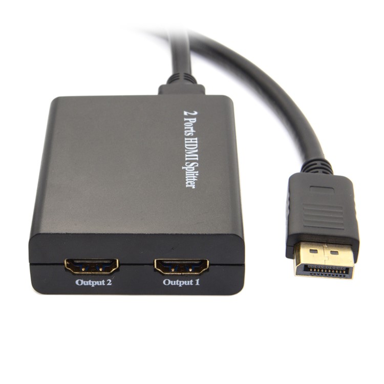 Displayport Male to Dual HDMI Female Extension Adapter Splitter Dongle for Monitor HDTV - Black-3