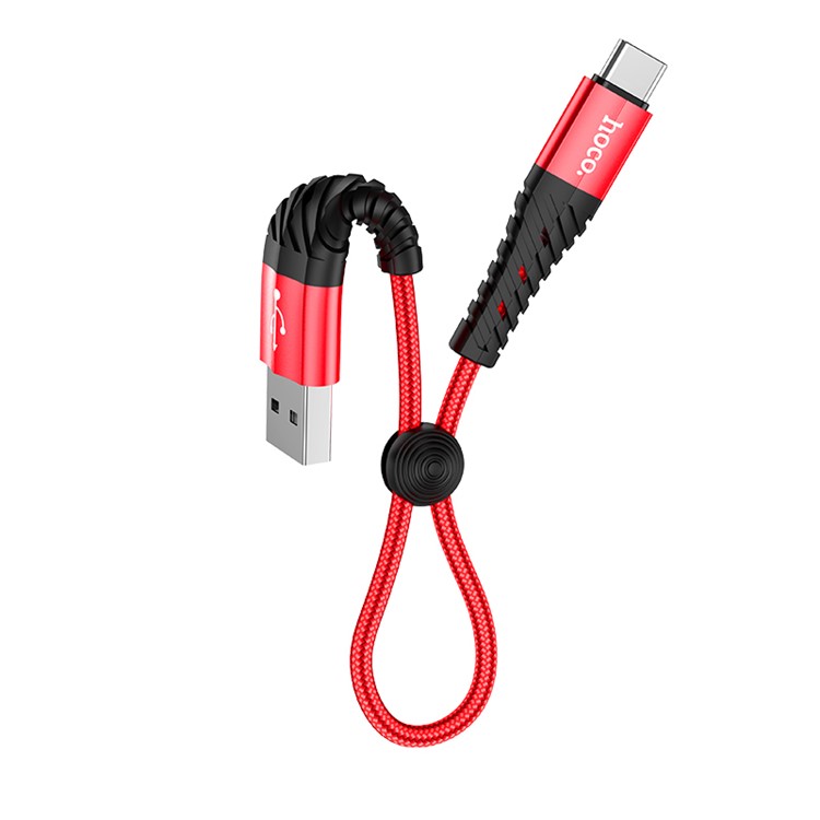 

HOCO X38 0.25M Nylon Braided Type-C USB Data Sync Charging Cable Cord for Samsung Xiaomi Huawei - Red, Galaxy A8s