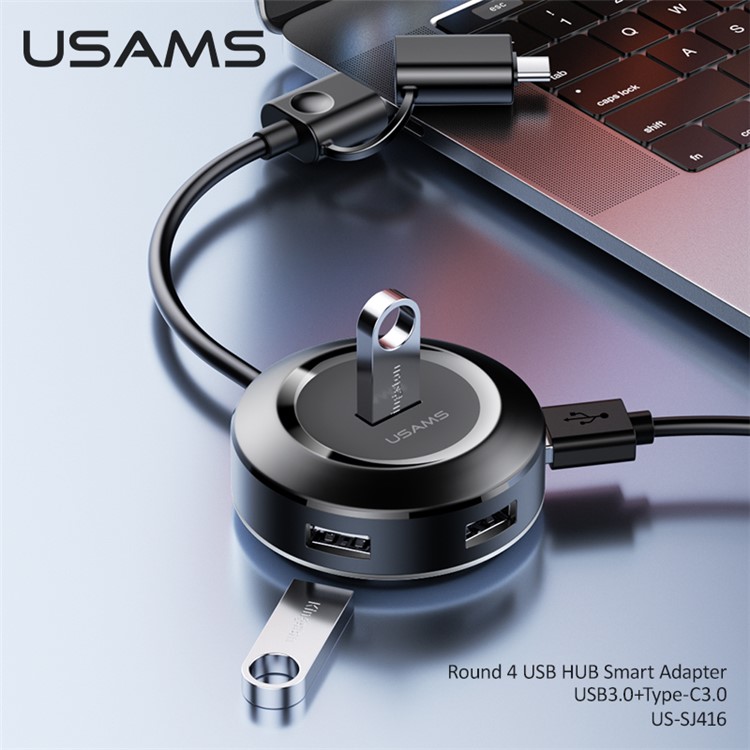 USAMS US-SJ416 Round Box 4-Port USB 3.0 + Type-C 3.0 Hub Adapter-4