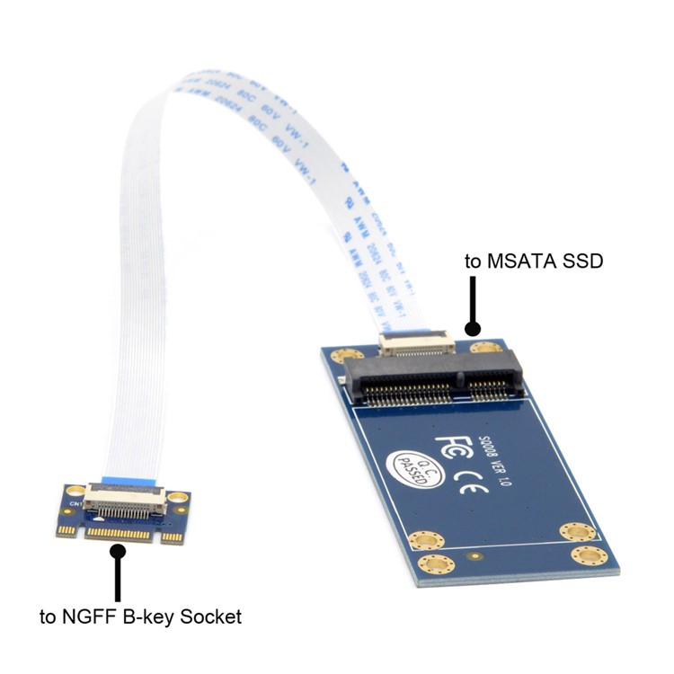 50mm Mini PCI-E 52pin mSATA SSD to M.2 NGFF B-key Adapter (SA-210)-7
