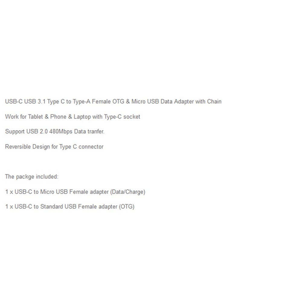 USB 3.1 USB-C Type-C to Type-A Female OTG & Micro USB Data Adapter with Chain for Tablet & Phone & Laptop-13