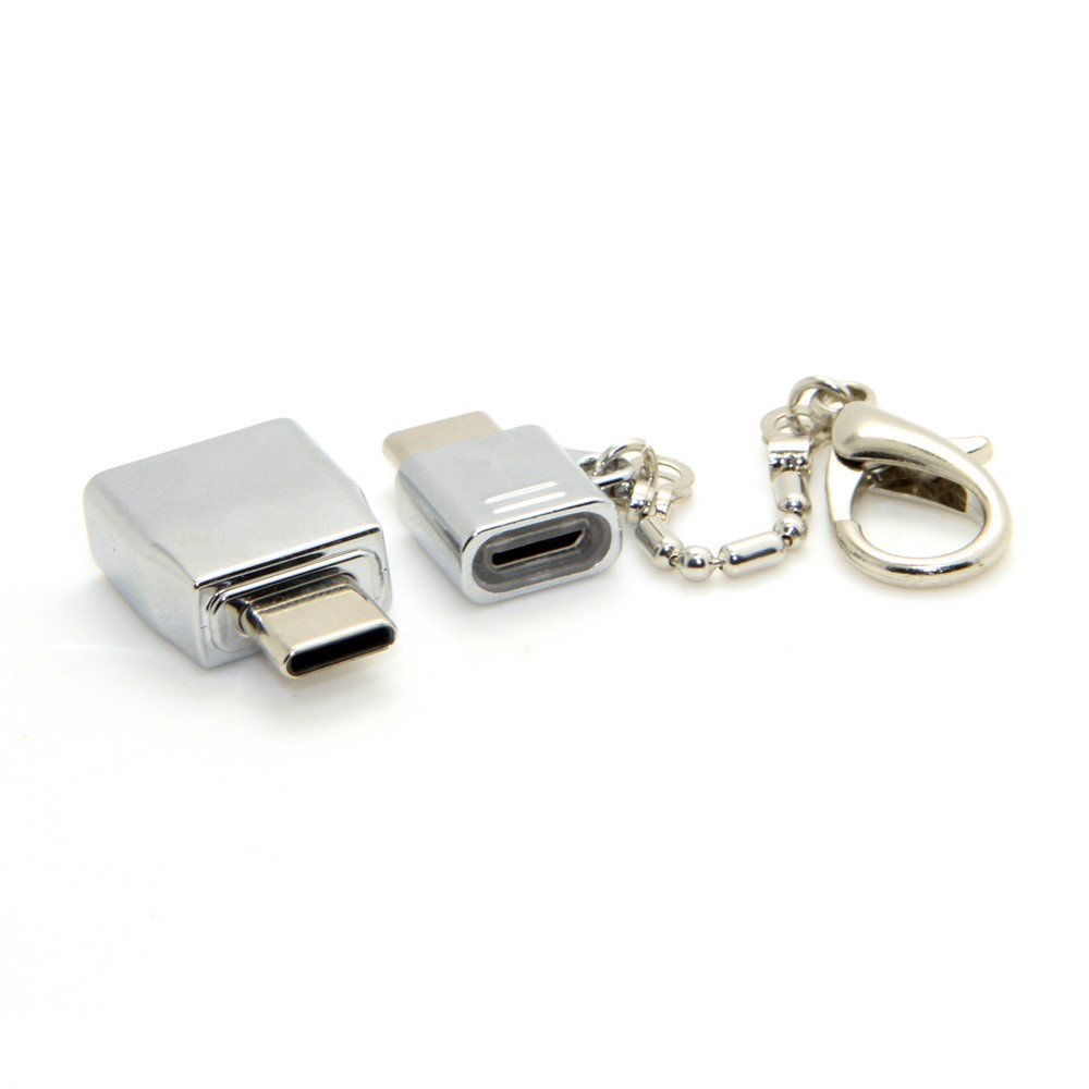 USB 3.1 USB-C Type-C to Type-A Female OTG & Micro USB Data Adapter with Chain for Tablet & Phone & Laptop-5
