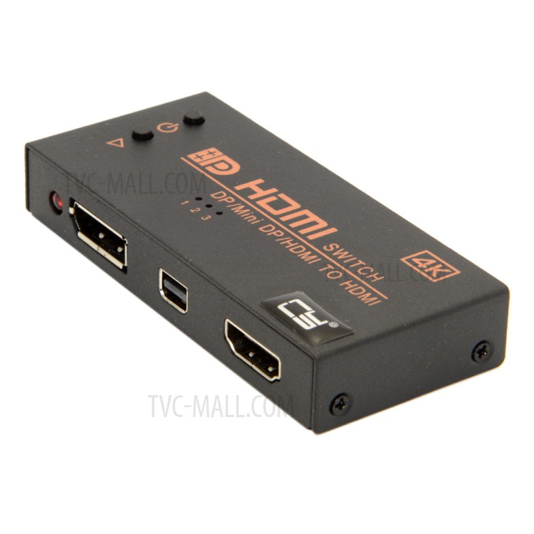 Dual HDMI & Mini DP DisplayPort IN to HDMI OUT Switch Switcher Selector 3 in 1 HDTV 1.4 4K-11