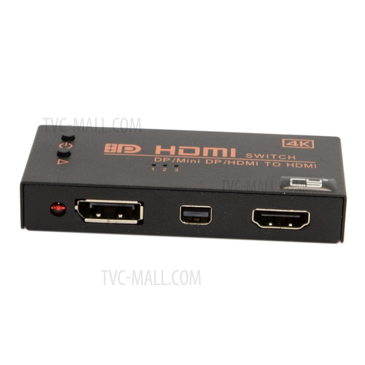 Dual HDMI & Mini DP DisplayPort IN to HDMI OUT Switch Switcher Selector 3 in 1 HDTV 1.4 4K-2