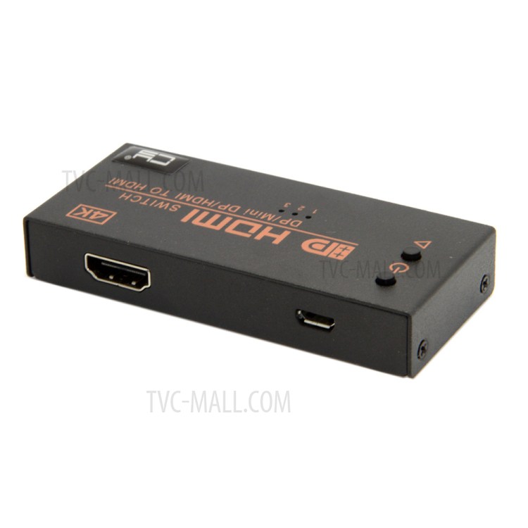 Dual HDMI & Mini DP DisplayPort IN to HDMI OUT Switch Switcher Selector 3 in 1 HDTV 1.4 4K-3