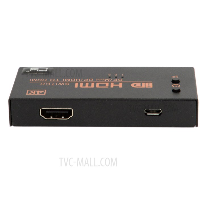 Dual HDMI & Mini DP DisplayPort IN to HDMI OUT Switch Switcher Selector 3 in 1 HDTV 1.4 4K-4