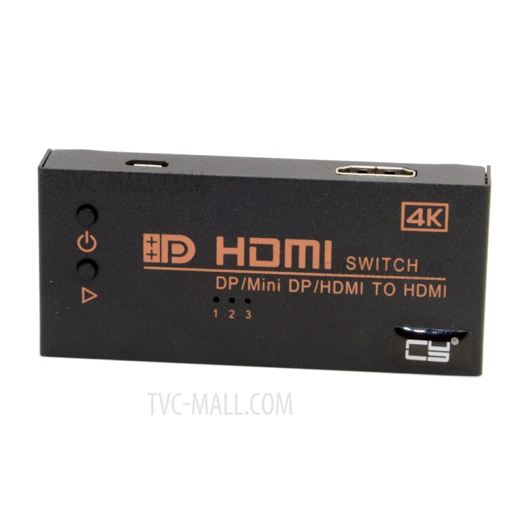 Dual HDMI & Mini DP DisplayPort IN to HDMI OUT Switch Switcher Selector 3 in 1 HDTV 1.4 4K-5