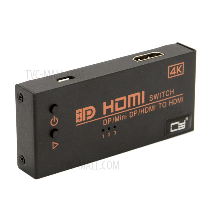 Dual HDMI & Mini DP DisplayPort IN to HDMI OUT Switch Switcher Selector 3 in 1 HDTV 1.4 4K-6