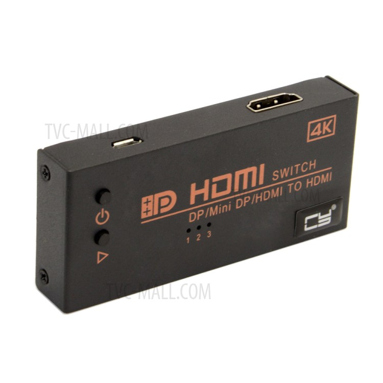 DP & HDMI & Mini DisplayPort DP in to HDMI out Switch Switcher Selector 3 in 1 HDTV 1.4 1080P 4K for PC & Laptop-1