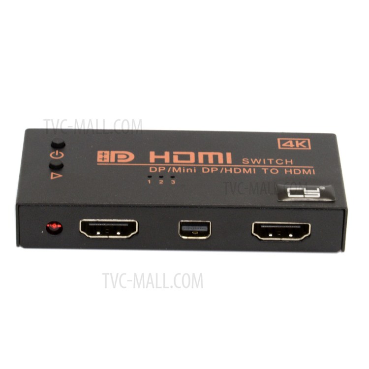 DP & HDMI & Mini DisplayPort DP in to HDMI out Switch Switcher Selector 3 in 1 HDTV 1.4 1080P 4K for PC & Laptop-10